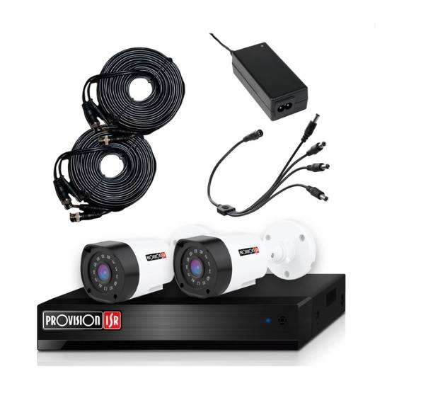 KIT de Videovigilancia de 2 cámaras de 2 MP Policarbonato - 2 cables siamés de 20 metros, fuente de 12V/3A, pulgo de 4 salidas, No incluye HDD KIT de Videovigilancia de 2 cámaras de 2 MP Policarbonato - 2 cables siamés de 20 metros, fuente de 12V/3A, pulgo de 4 salidas, No incluye HDD